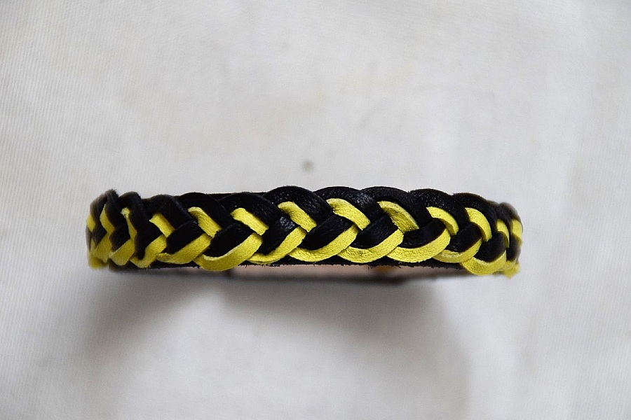 bracelet cuir tress&eacute; 2 couleurs